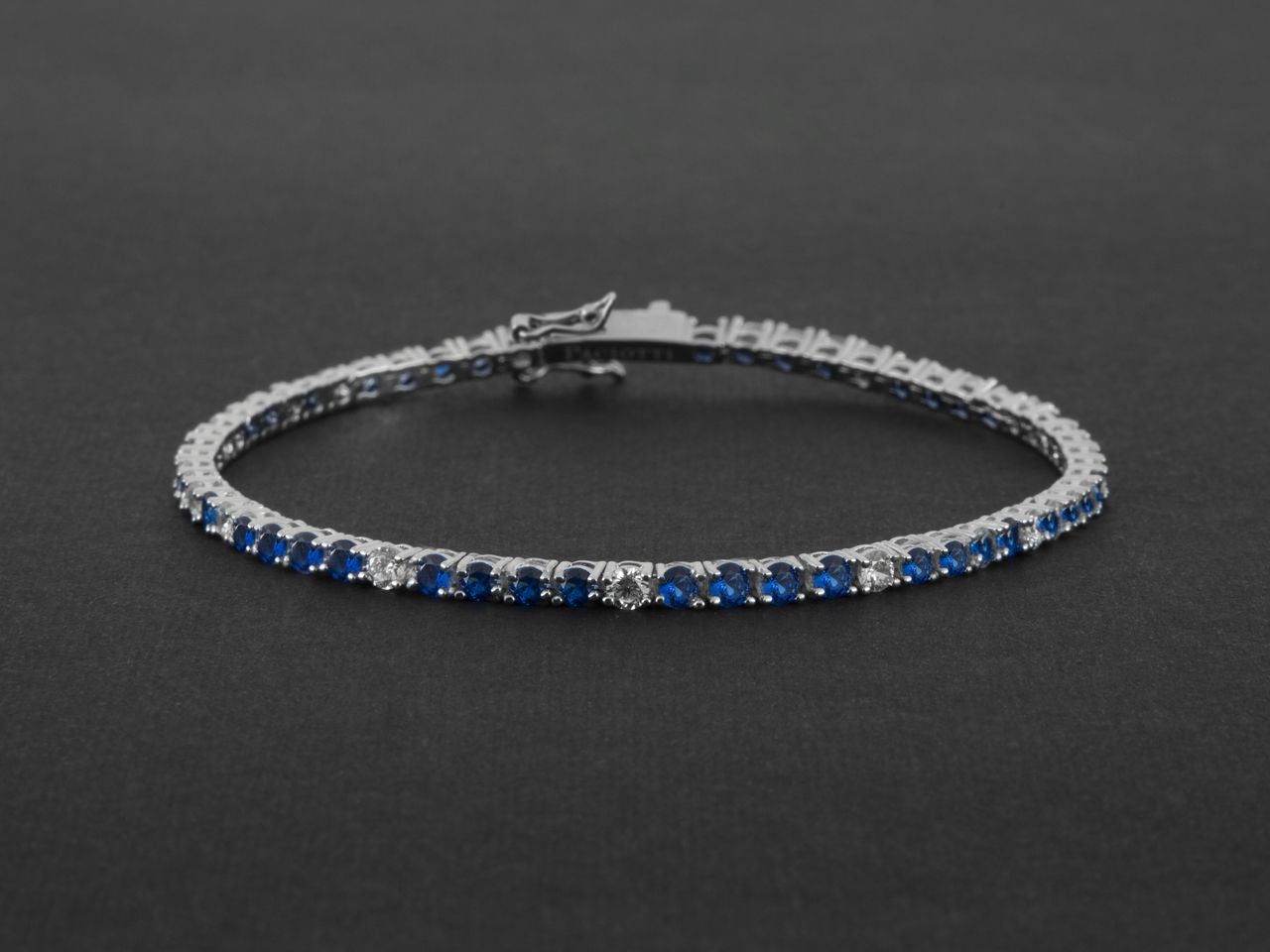 Bracciale Uomo Cesare Paciotti Tennis Argento 925 Zirconi Bianchi Blu JPBR2477B/21