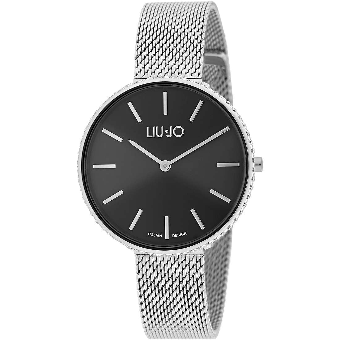 Orologio Donna Acciaio Liu Jo Glamour Globe Quarz Zirconi Nero Bianco Solo Tempo