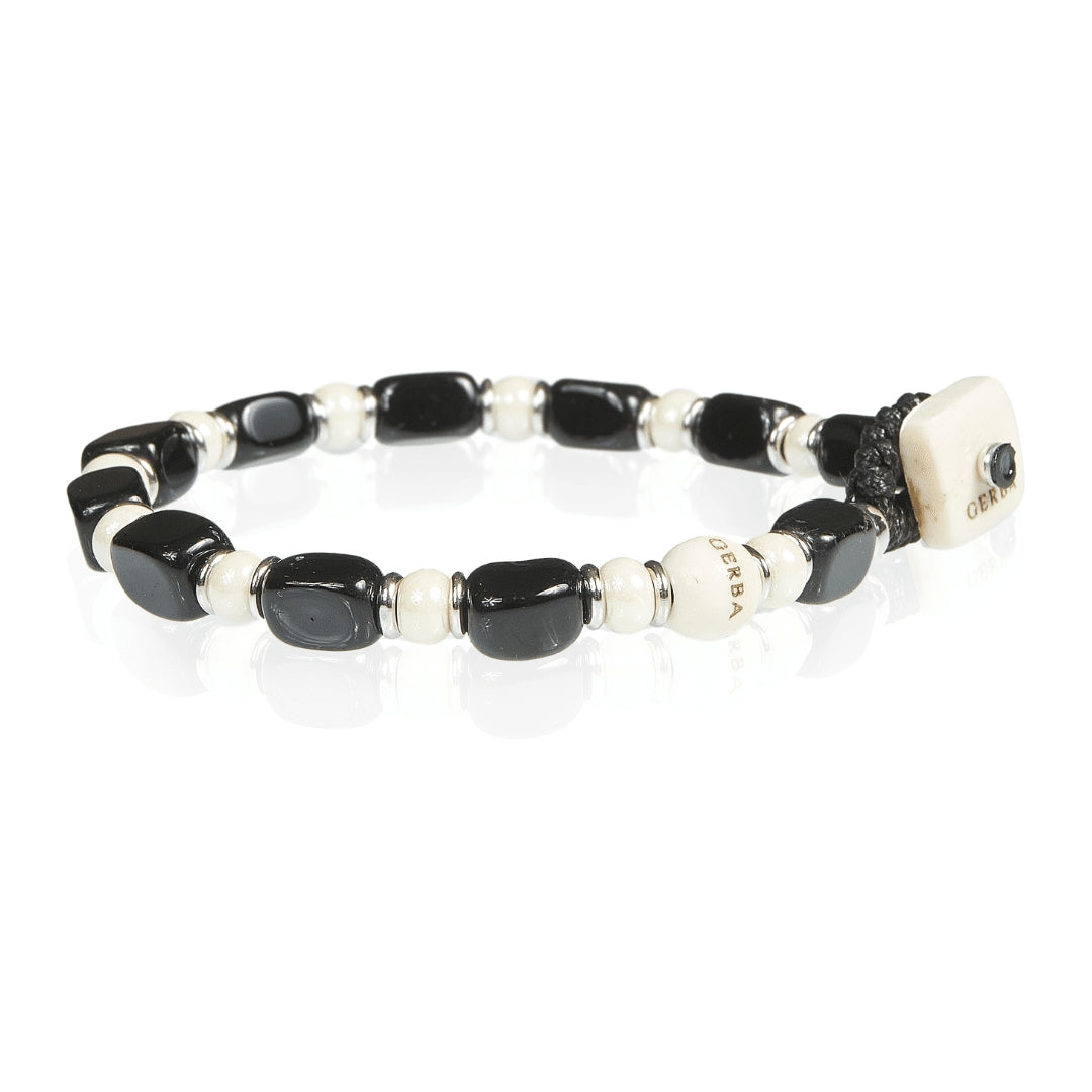 Bracciale Unisex Gerba Argento 925 Sassi Agata Nera Murrina STRANGE S09