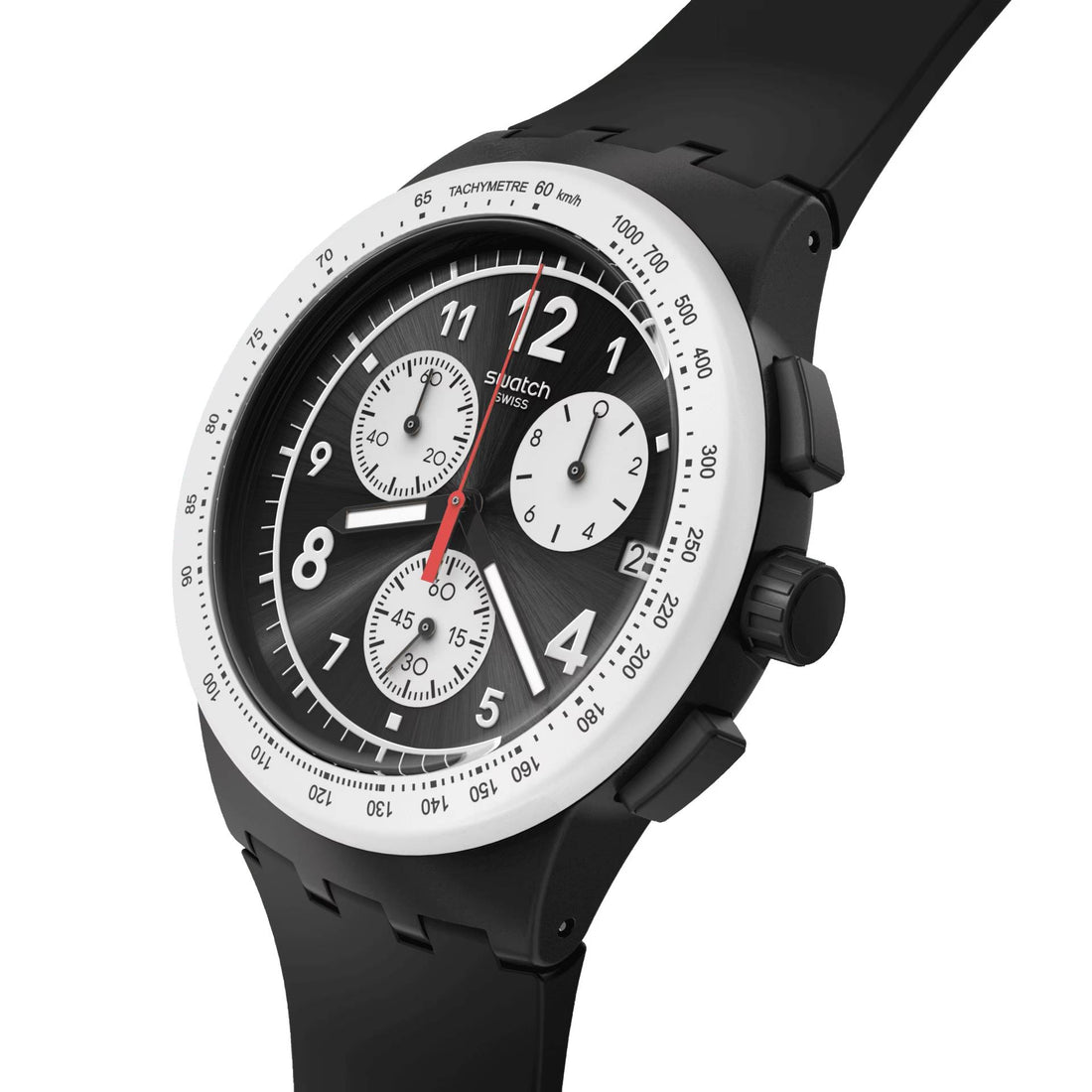 Orologio Unisex Swatch Nothing Basic About Black Quarzo Cronografo Data SUSB420