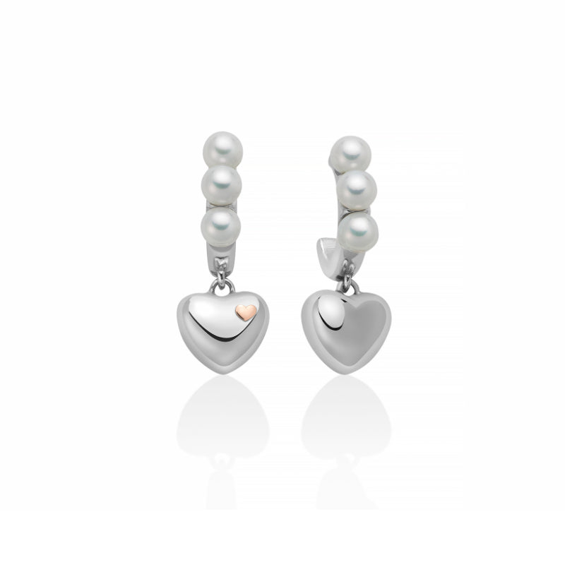 Orecchini Donna Miluna Argento 925 Miss Italia Perle Bianche Cuore Liscio PER2681