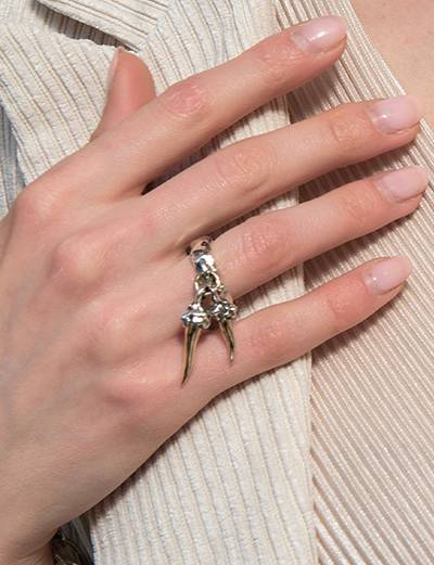 Anello Donna Nemoris Argento 925 Bronzo Rosè Misura 14 Corni Pendenti BAF38