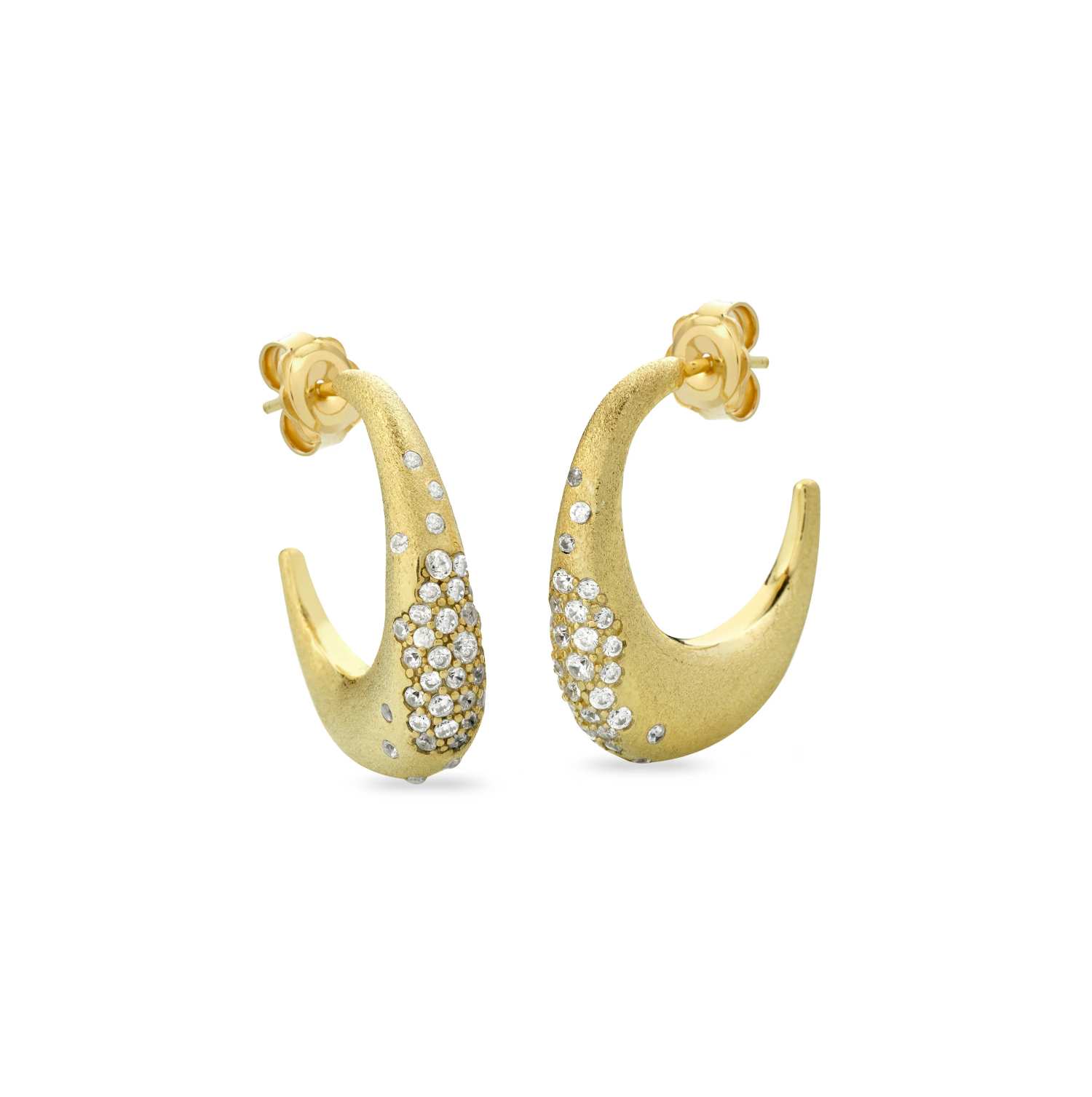 Orecchini Donna Sogni Argento 925 Oro Satinato Zirconi Bianchi OR107GB