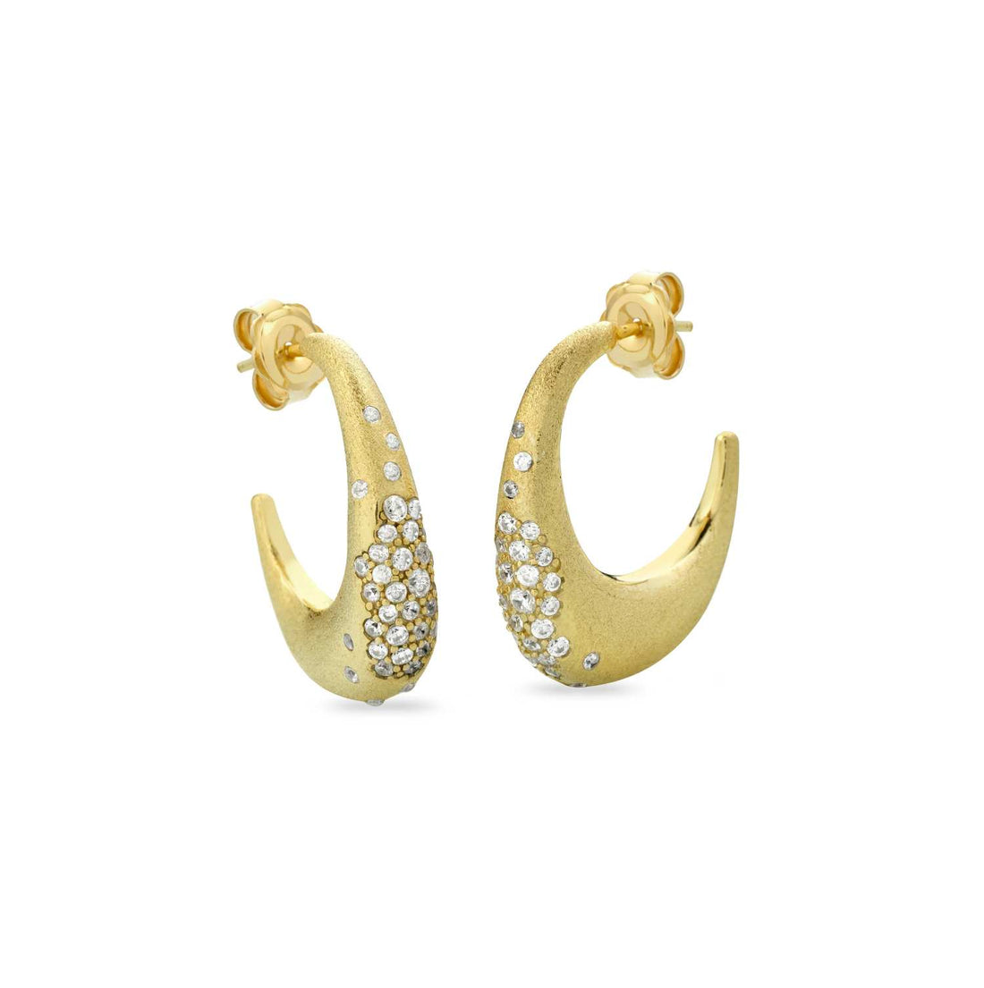 Orecchini Donna Sogni Argento 925 Oro Satinato Zirconi Bianchi OR107GB