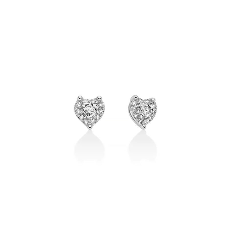 Orecchini Donna Miluna Oro Bianco 9 Kt Cuoricino Diamanti Bianchi ERD3302X