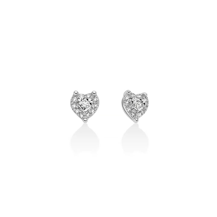 Orecchini Donna Miluna Oro Bianco 9 Kt Cuoricino Diamanti Bianchi ERD3302X