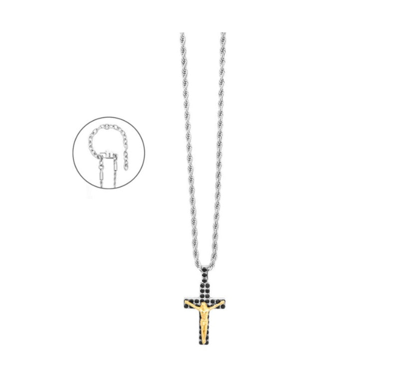 Collana Uomo 4US Cesare Paciotti Acciaio Modello Fune con Croce 4UCL8509