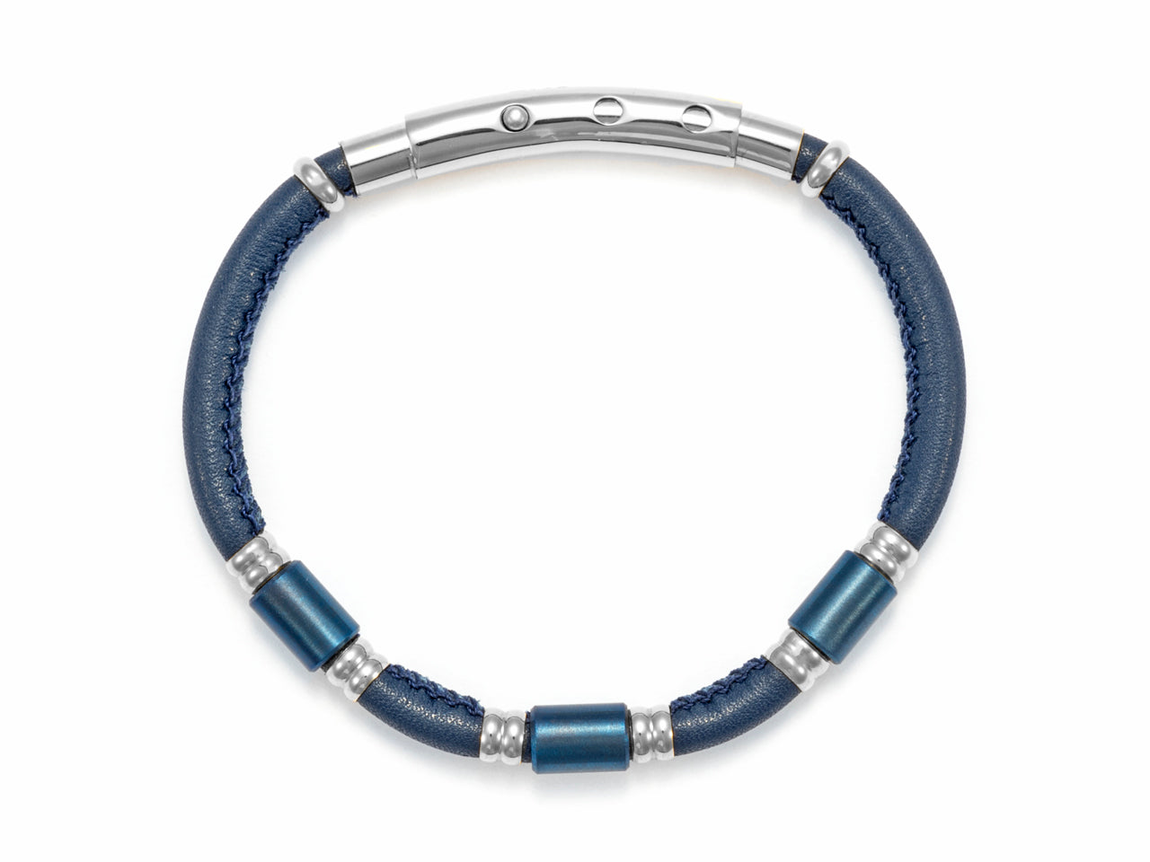 Bracciale Uomo 4US Cesare Paciotti Acciaio Cordura Placca Cilindro Blu 4UBR5653