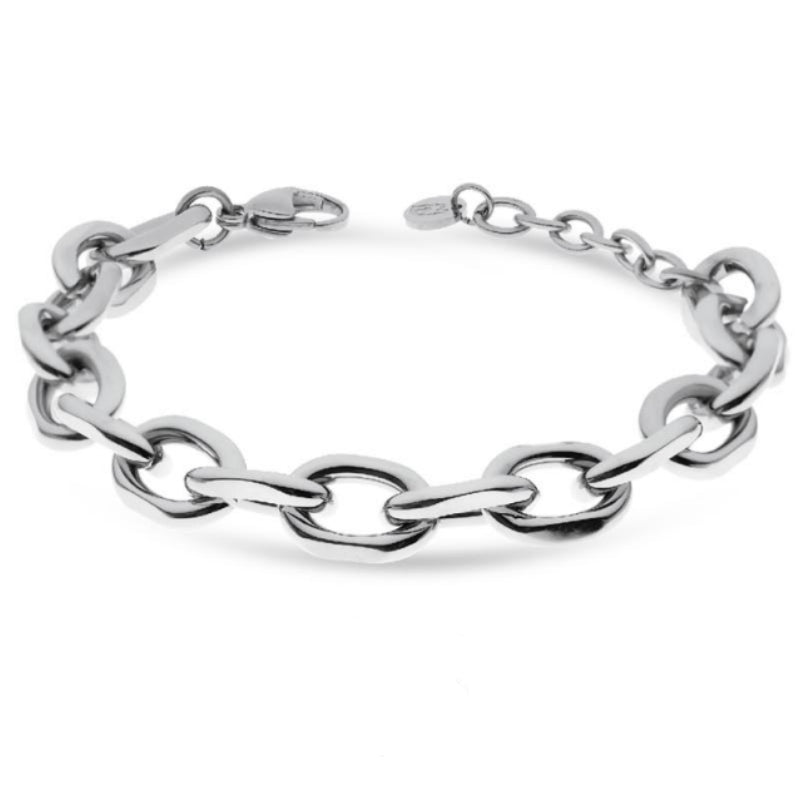 Bracciale Donna Liu Jo Acciaio Lucido Catena Anelli Ovali Squadrati LJ2334