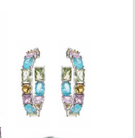 Orecchini Donna Ottaviani Bronzo Argentato Con Zirconi Colorati 501117O