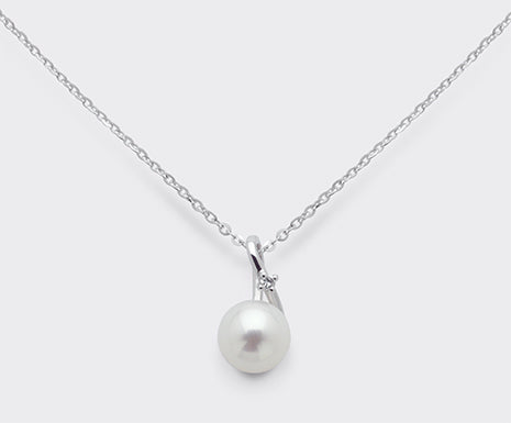 Collana Donna Mikiko Oro 9 Kt Perla fresh water 6-6,5 mm e diamanti
