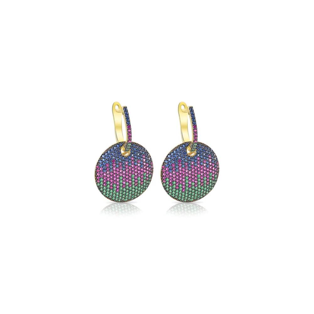 Orecchini Donna Sogni Argento 925 Disco Pavè Zirconi Multicolor OR020GM