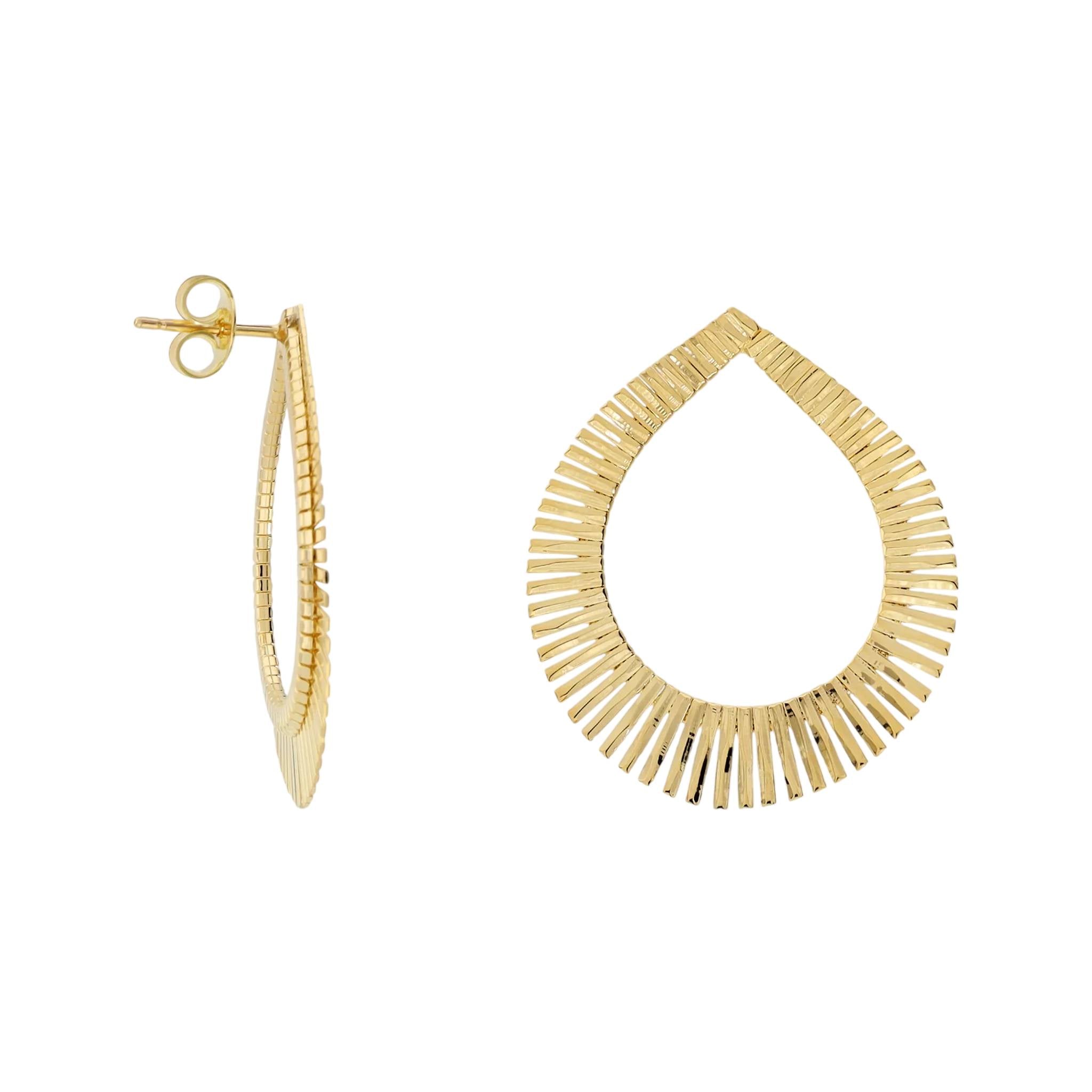 Orecchini Donna Etrusca Pendenti Cerchi Bronzo Dorato Oro 18 KT WSET00982.YG