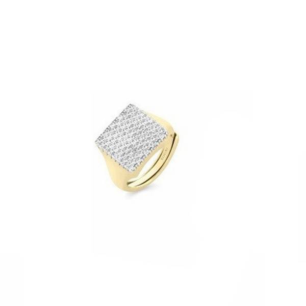 Anello Donna Sogni Mignolo Chevalier Quadrato Argento Dorato Zirconi Bianchi Regolabile AN127GB