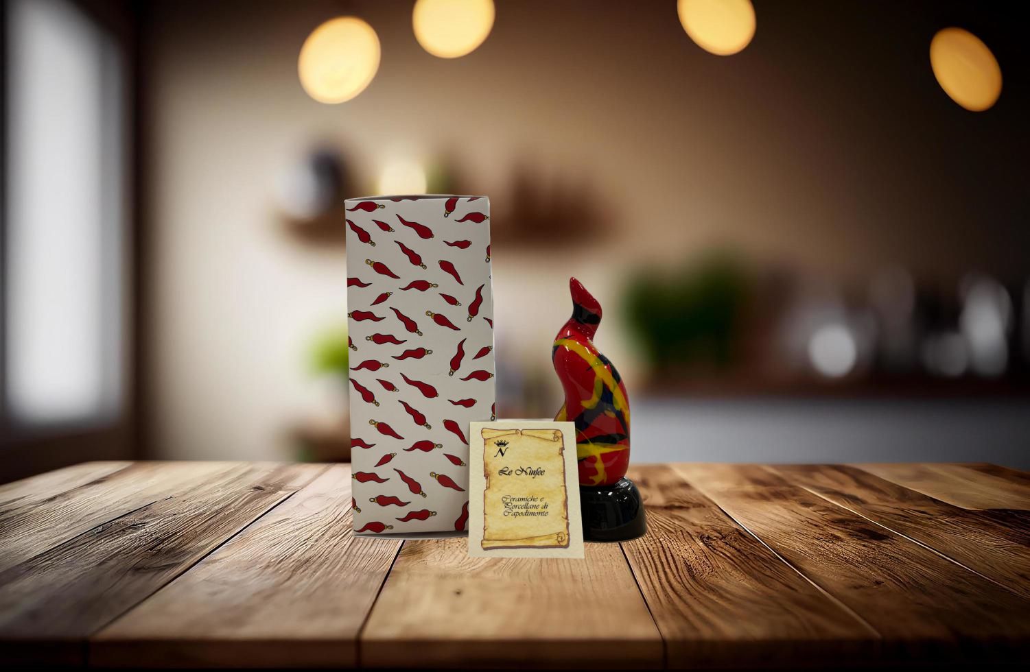 Scultura Corno Rosso Ceramica Di Capodimonte Artigianale 13 cm