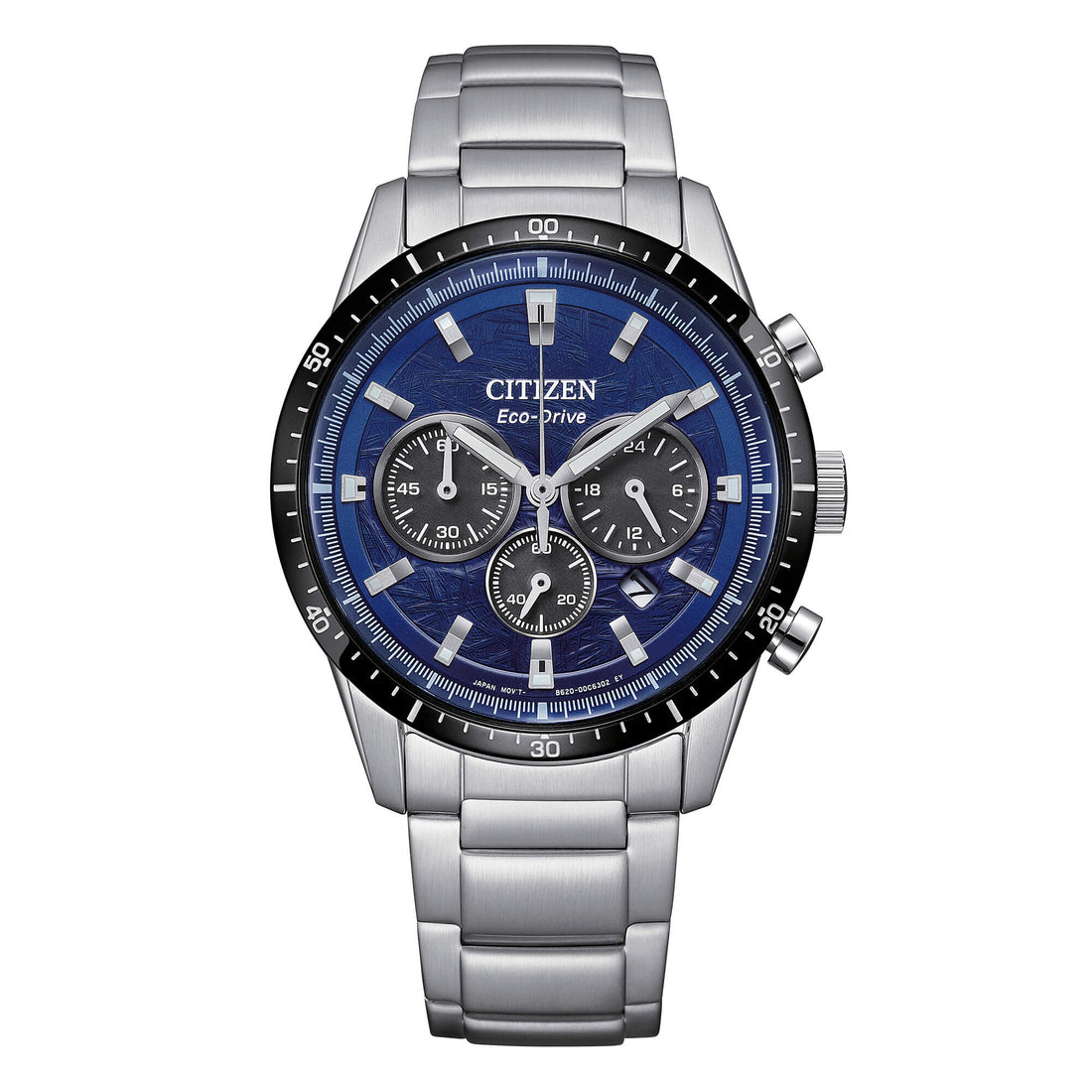 Orologio Uomo Citizen Blu Nero Eco-Drive Cronografo Acciaio Data CA4624-56L