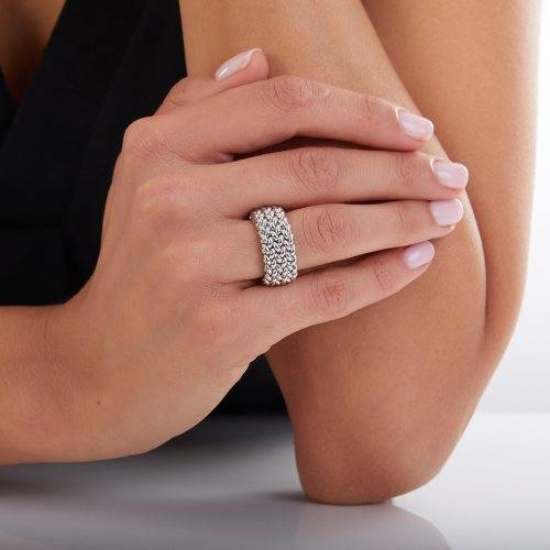 Anello Donna Unoaerre Argento 925 Lucido Fascia Chicco Di Riso 509535
