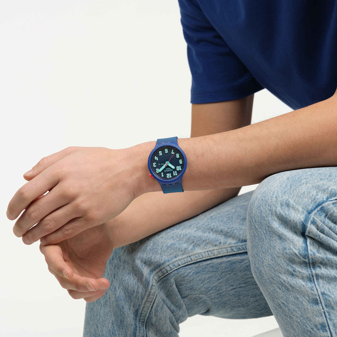 Orologio Uomo Swatch ESSENTIALLY BOLD Quarzo Data Blu SB01N700