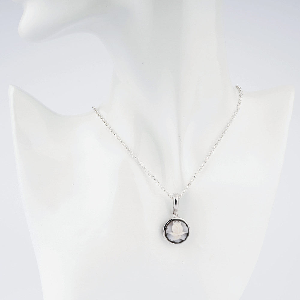 Ciondolo Donna Cameo Italiano Argento 925 Fiore Tulipano Medio P25-B