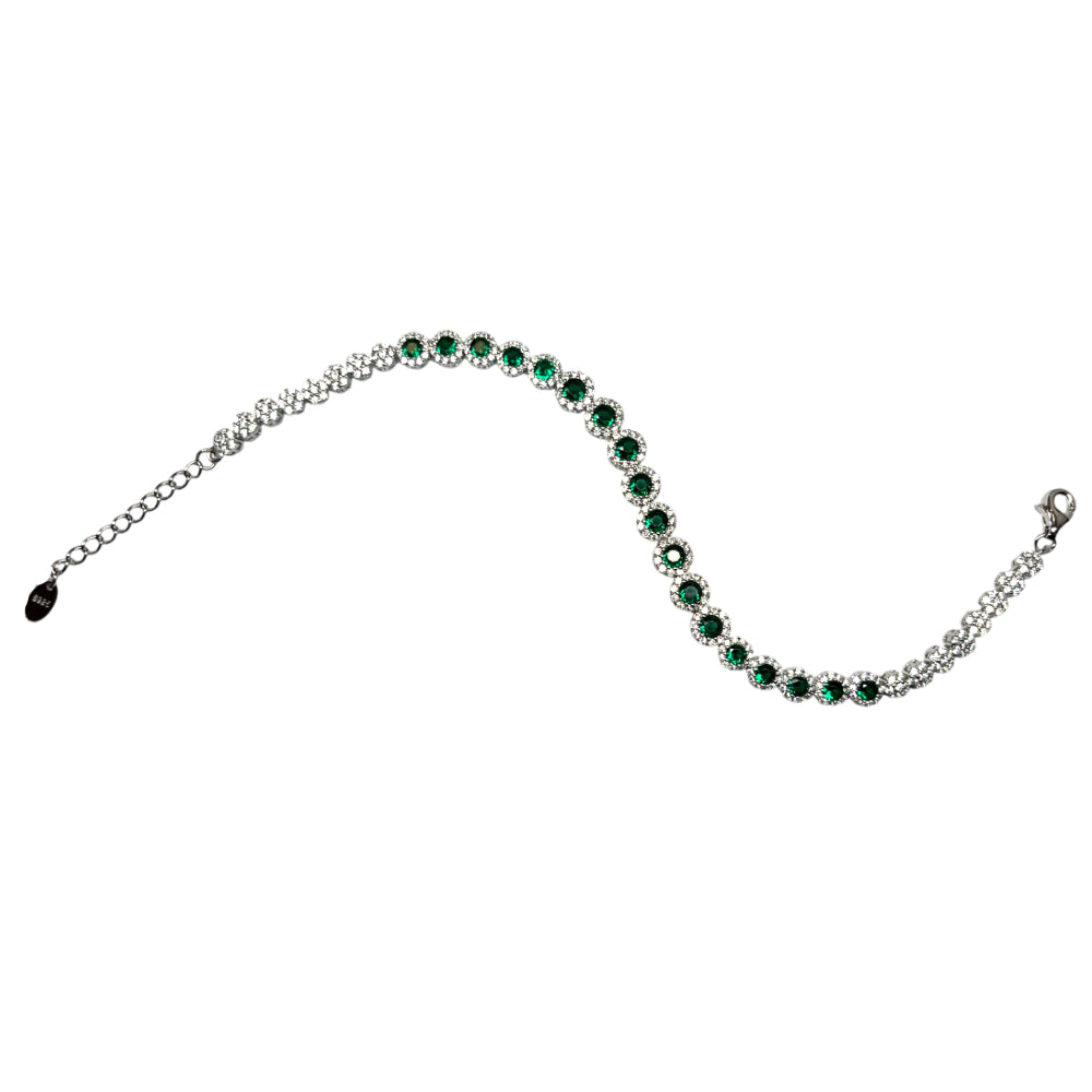 Bracciale Unisex Angelic Re Mida Tennis Argento Zirconi Bianchi Verdi Tennis-20
