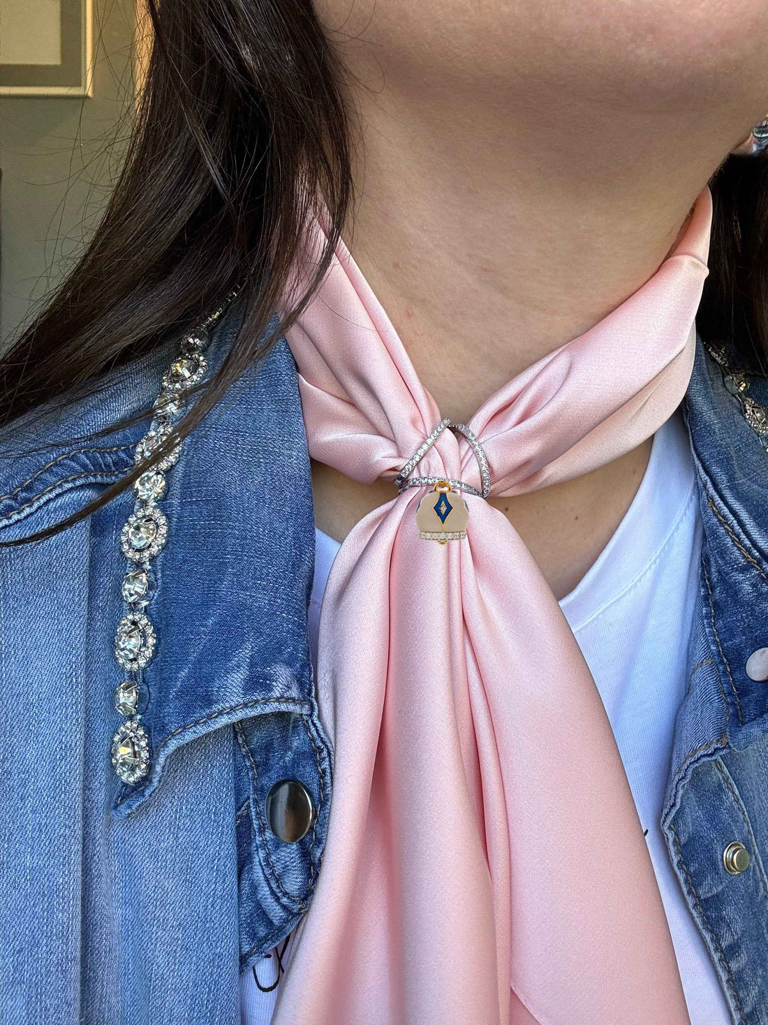 Ferma Foulard La Campanella di Capri Argento Campanella Portafortuna CN22D2
