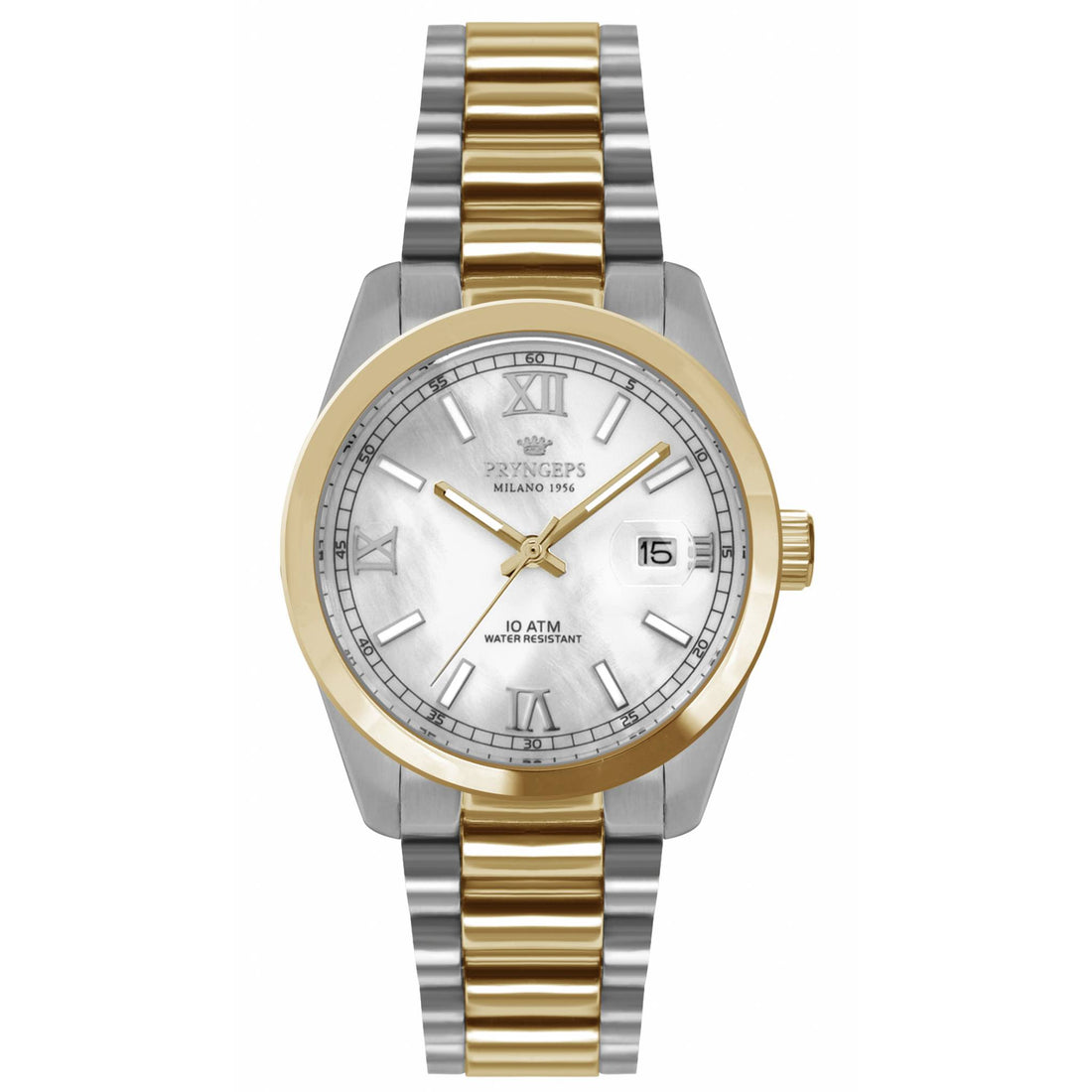 Orologio Unisex Pryngeps Quarzo Data Madreperla Acciaio Bicolore A1027/1B