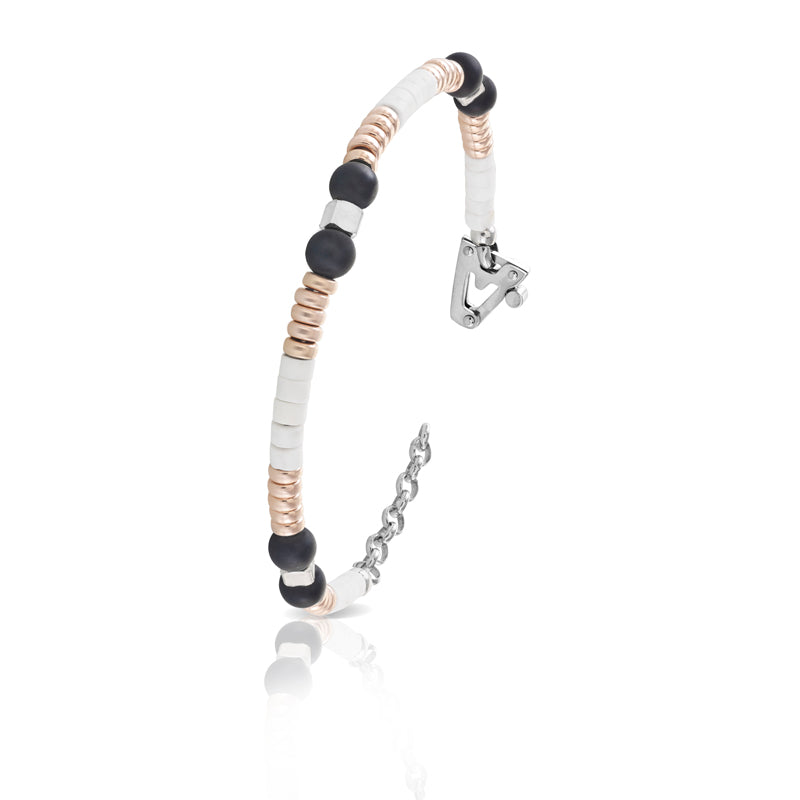 Bracciale in argento 925% Aulite, Labradorite sulla chiusura diamante nero ct 0,01