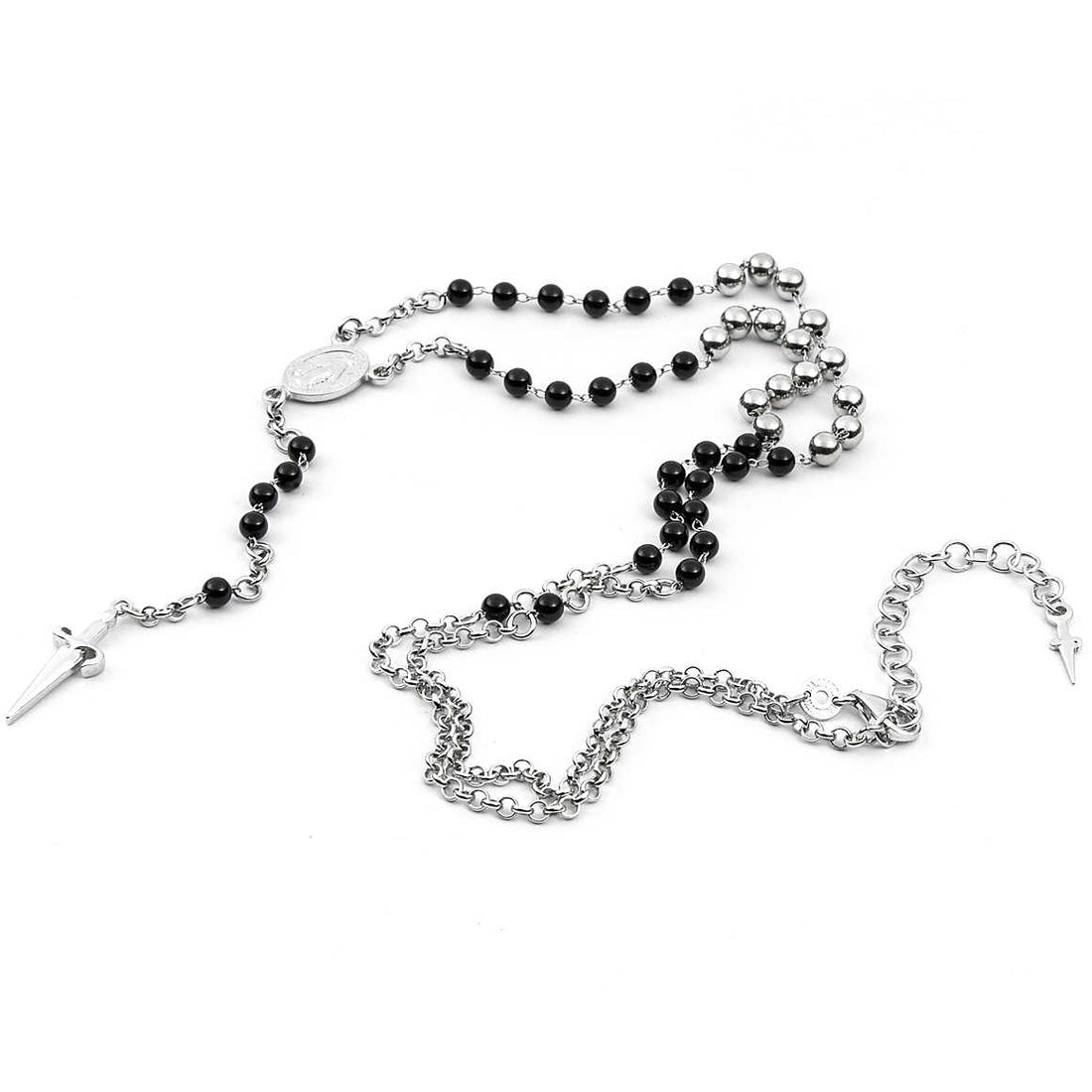 Collana Uomo Aargento Cesare Paciotti Rosario Biglie nere JPCL2154B