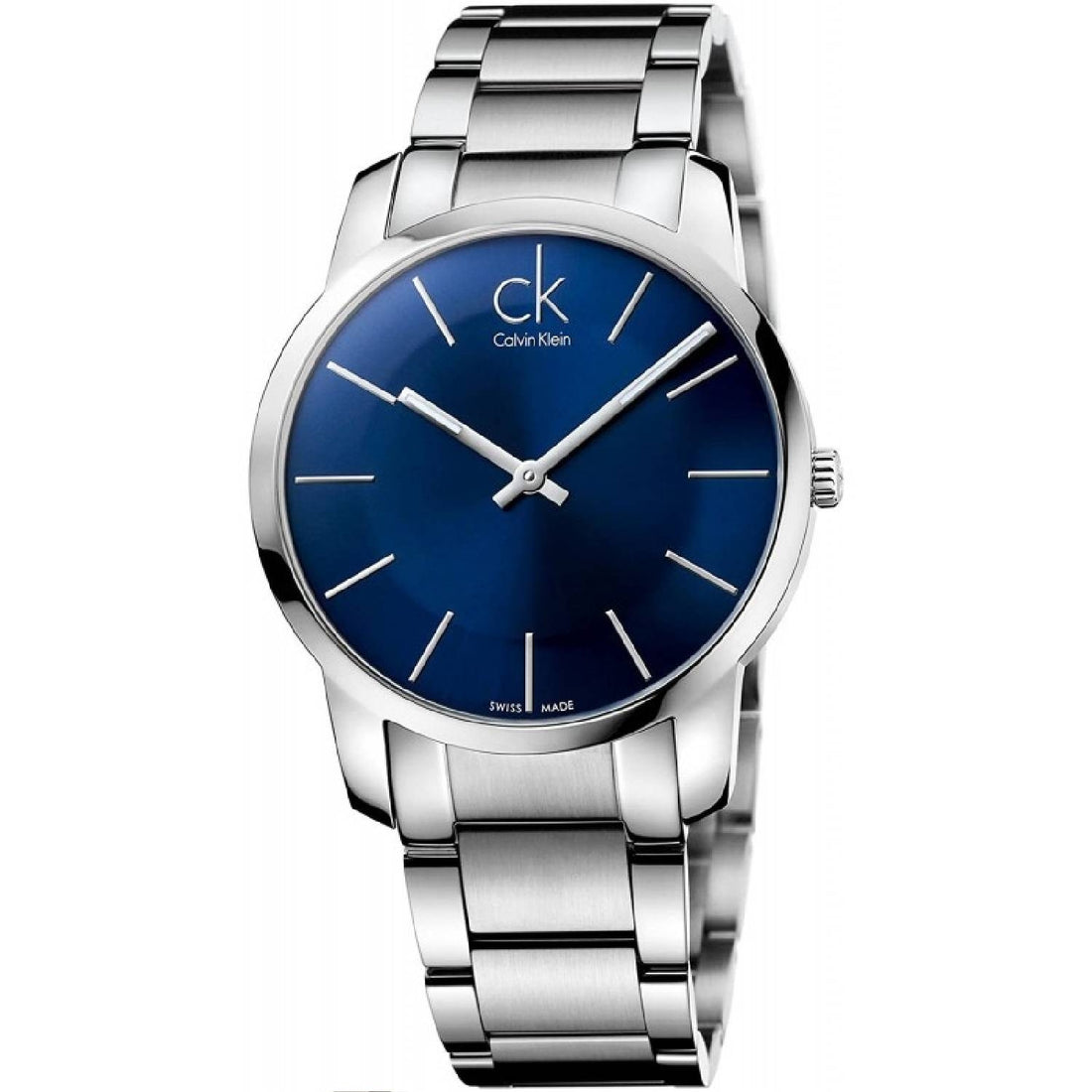 Orologio Uomo Acciaio Calvin Klein Quarzo Solo Tempo Blu City Swiss Made