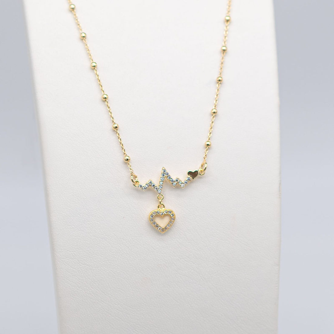 Collana Donna Re Mida Argento 925 Dorato Con Ciondolo Cuore Zirconi Bianchi C004