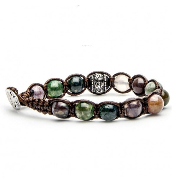Bracciale Uomo Tamashii Biglia agata muschiata  Ruota Della Preghiera BHS1100-17