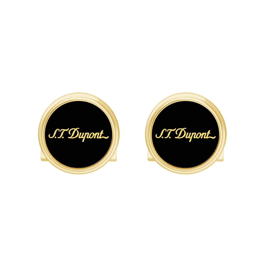 Gemelli Uomo Dupont Acciaio Dorato Smalto Nero Logo 005833