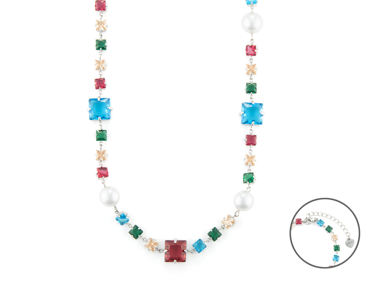 Collana Donna 4US Cesare Paciotti Acciaio con pietre multicolore e perle 4UCL6481W