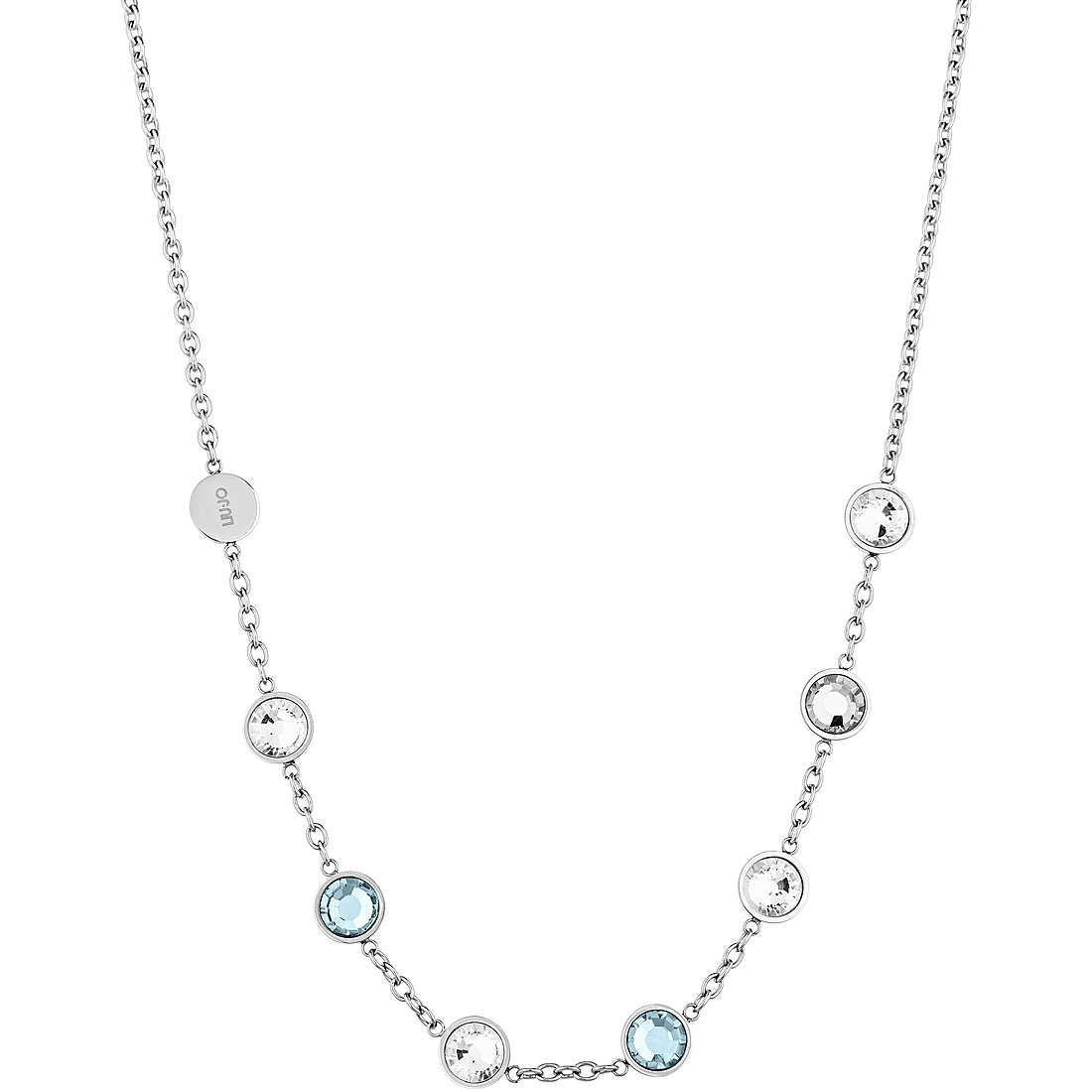 Collana Donna Liu Jo Acciaio Cristalli Bianchi E Turchese LJ1103