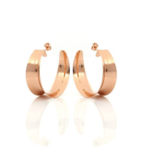 Orecchini Donna Unoaerre Bronzo Rosato Semicerchio Liscio Ricurvo Lucido 499244