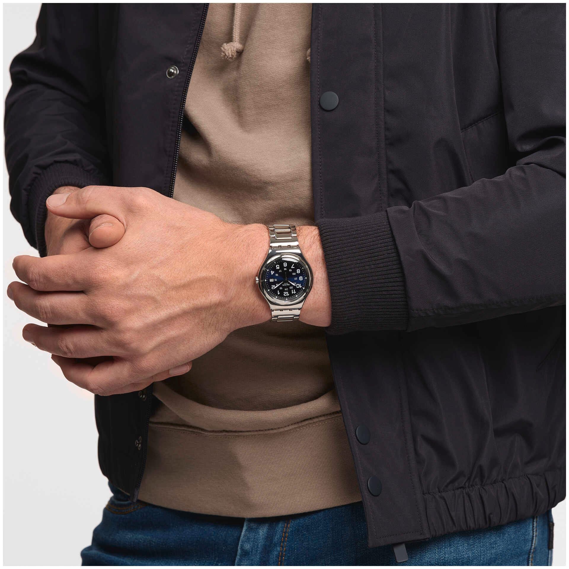 Orologio Uomo Swatch Acciaio Quarzo Solo Tempo Blu Numeri YWS420GC