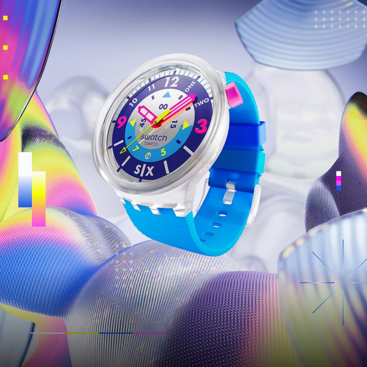 Orologio Unisex Swatch Neon Hielo Big Bold Azzurro SB01K400