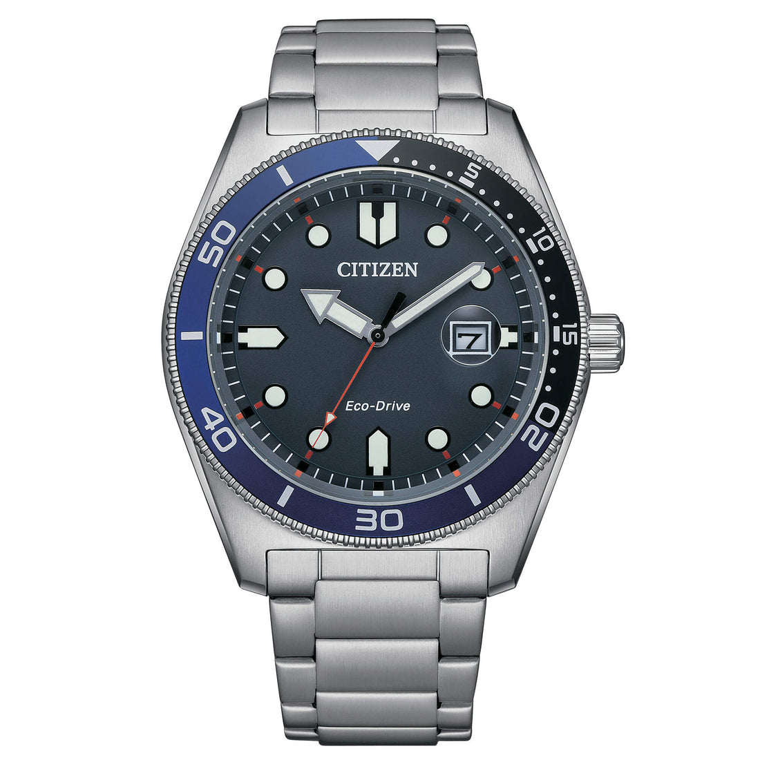 Orologio Uomo Citizen Eco Drive Marine OF Solo Tempo Data Nero Blu AW1761-89L
