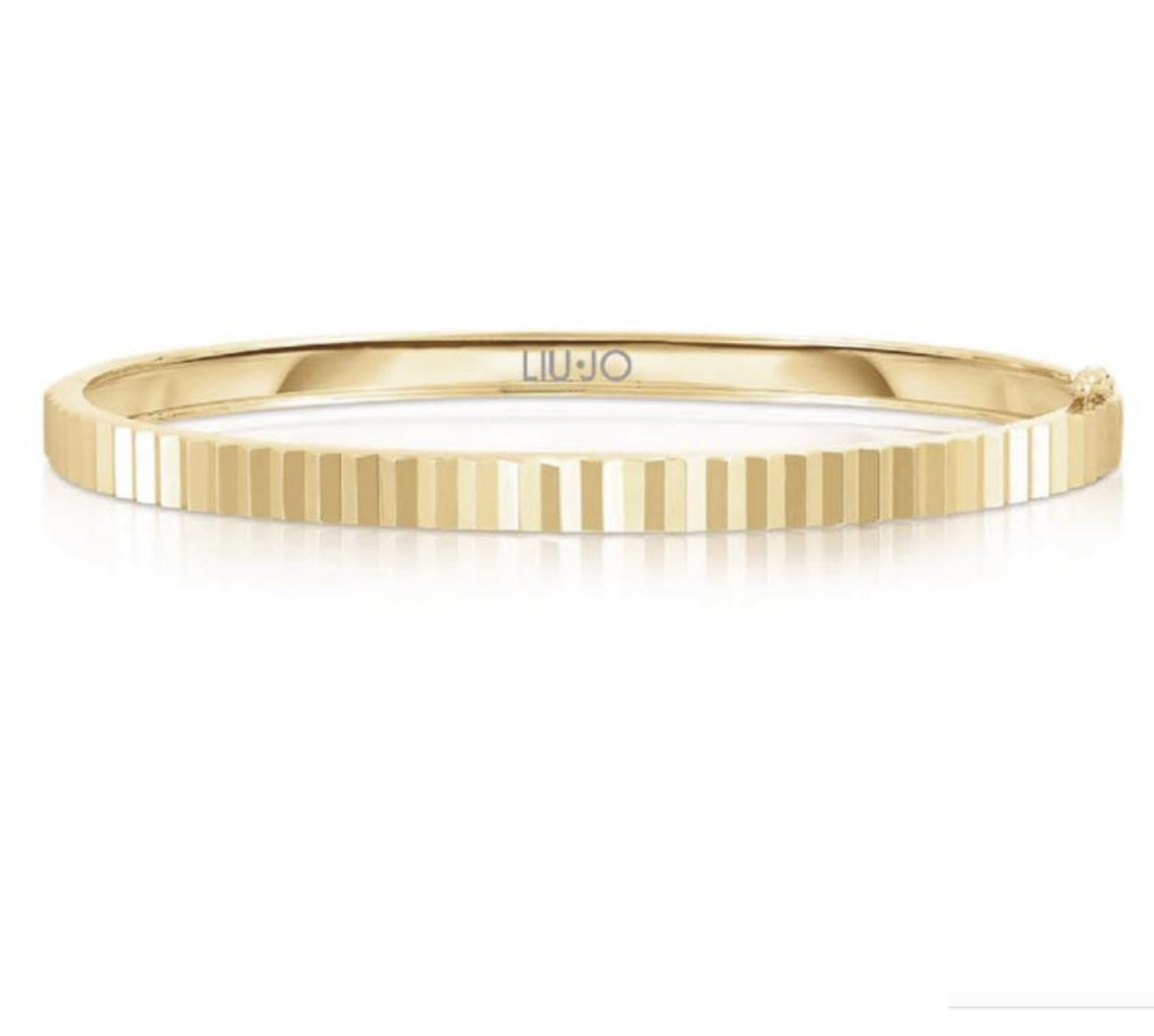 Bracciale Uomo Liu Jo Acciaio Dorato Rigido liscio e ziglinato LJ2393