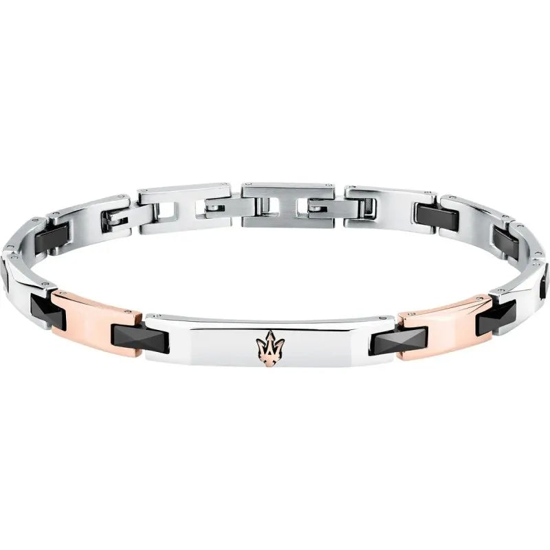 Bracciale Uomo Acciaio Maserati  Con Ceramica Nera JM424ATZ50