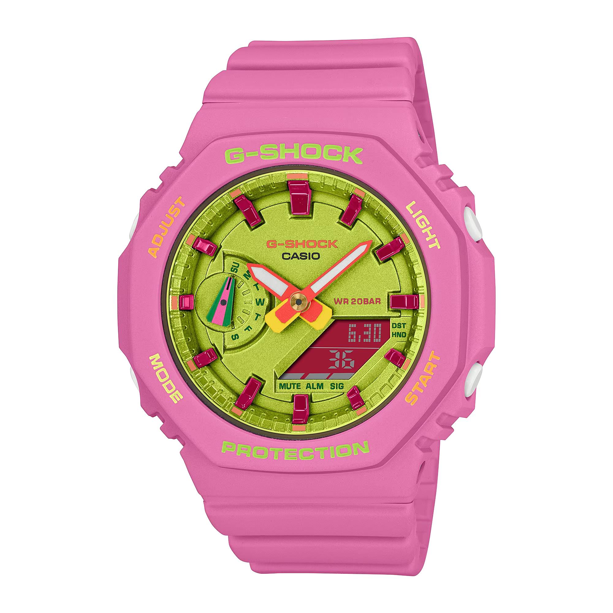 Orologio Donna Casio G-SHOCK Gomma Quarzo Rosa Giallo Multicolore GMA-S2100BS-4AER