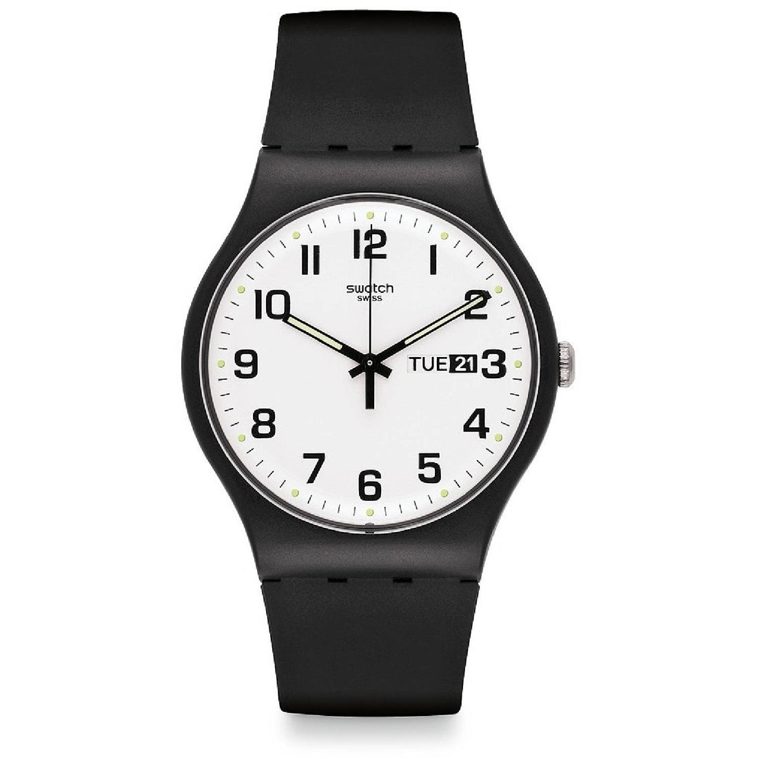 Orologio Uomo Gomma Resina Swatch Quarzo Solo Tempo Nero Twice Again SUOB705
