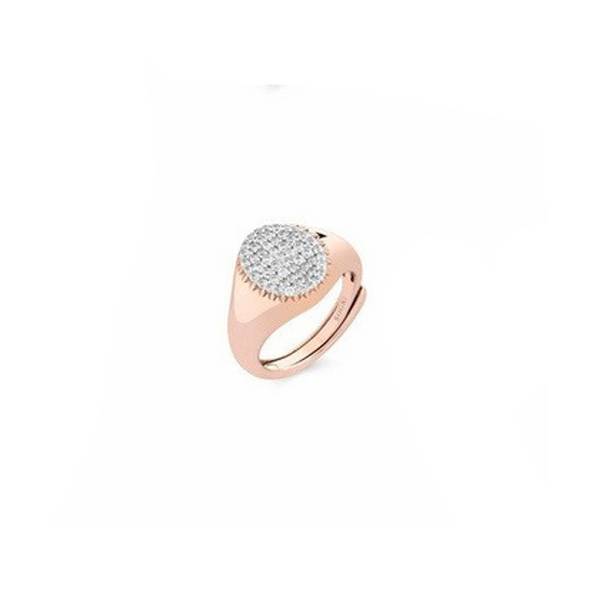 Anello Donna Sogni Mignolo Chevalier Ovale Argento Rosato Zirconi Bianchi Regolabile AN129RB