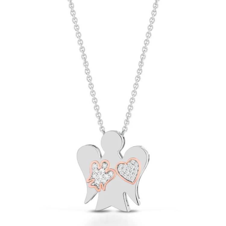 Collana Donna Roberto Giannotti Argento 925 Pendente Angelo Zirconi Bianchi GIA482