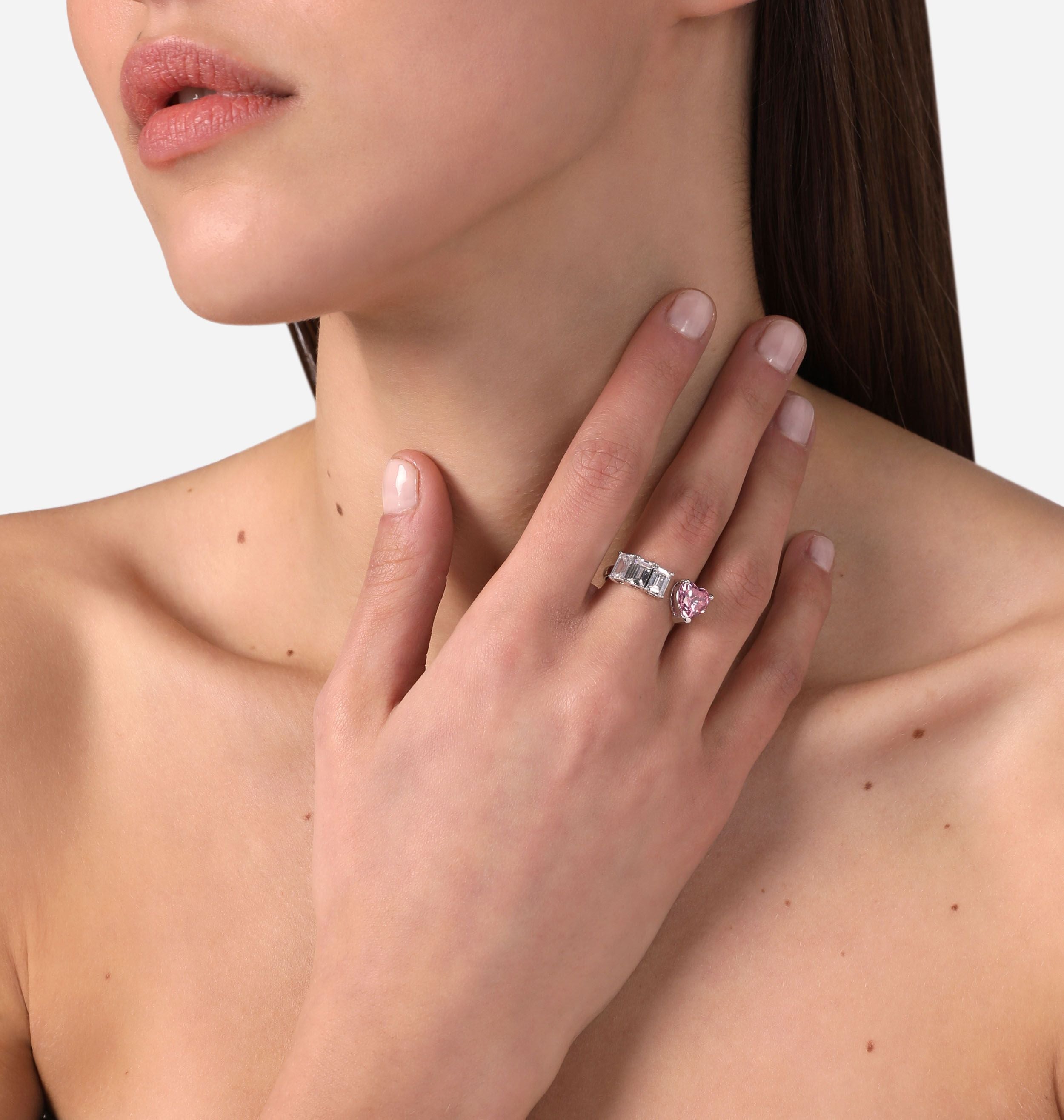 Anello Donna Chiara Ferragni Cuore Zircone Rosa Zirconi e Bianchi