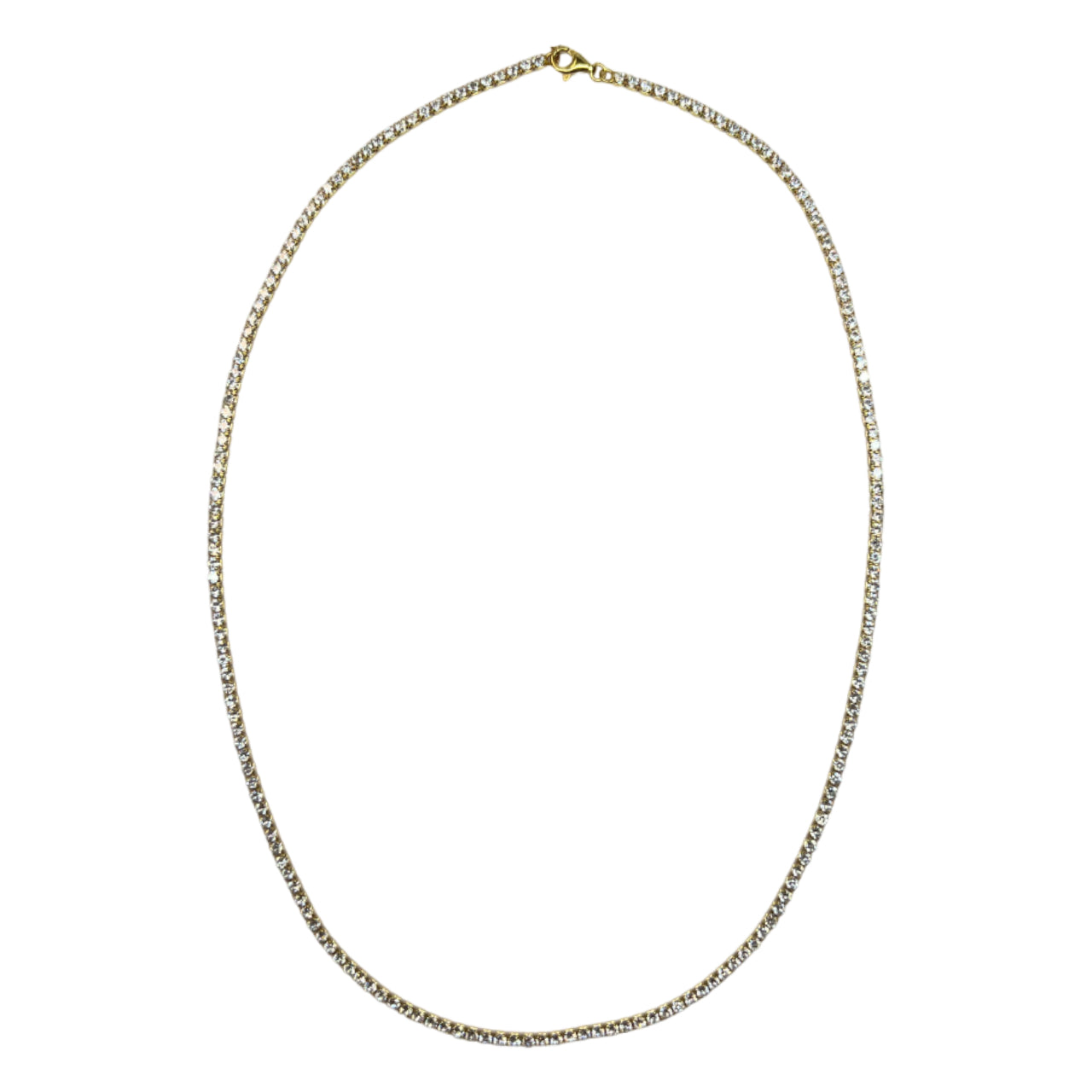 Collana Donna Re Mida Tennis Argento Dorato Lucido Zirconi Bianchi Tennis-6