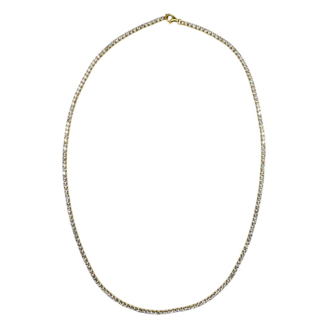 Collana Donna Re Mida Tennis Argento Dorato Lucido Zirconi Bianchi Tennis-6