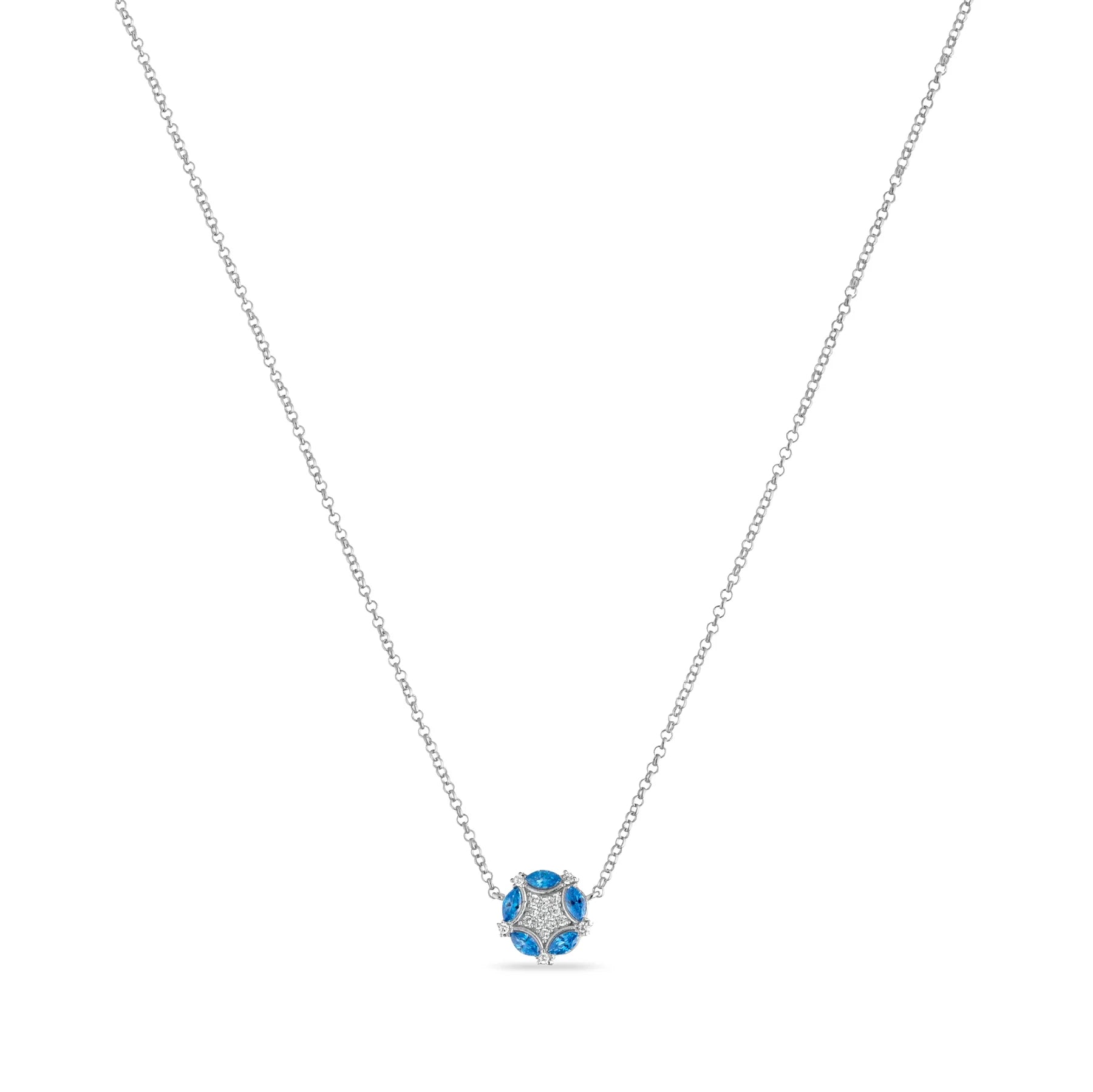 Collana Donna Laura P. Argento Bianco 925 Fiore Zirconi Azzurri Bianchi CL0239BA