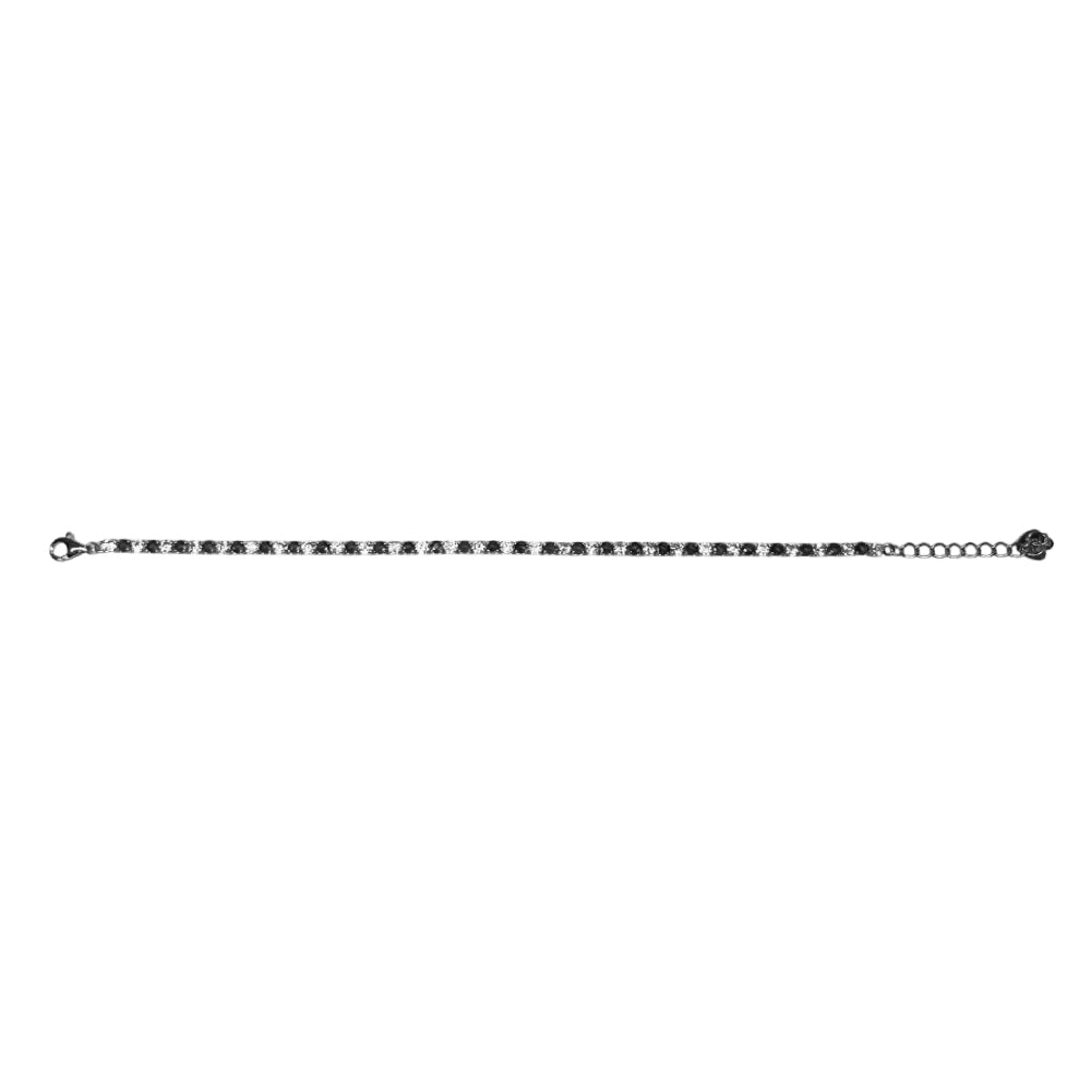 Bracciale Unisex Re Mida Tennis Argento 925 Zirconi Neri Bianchi BR DJV-17N