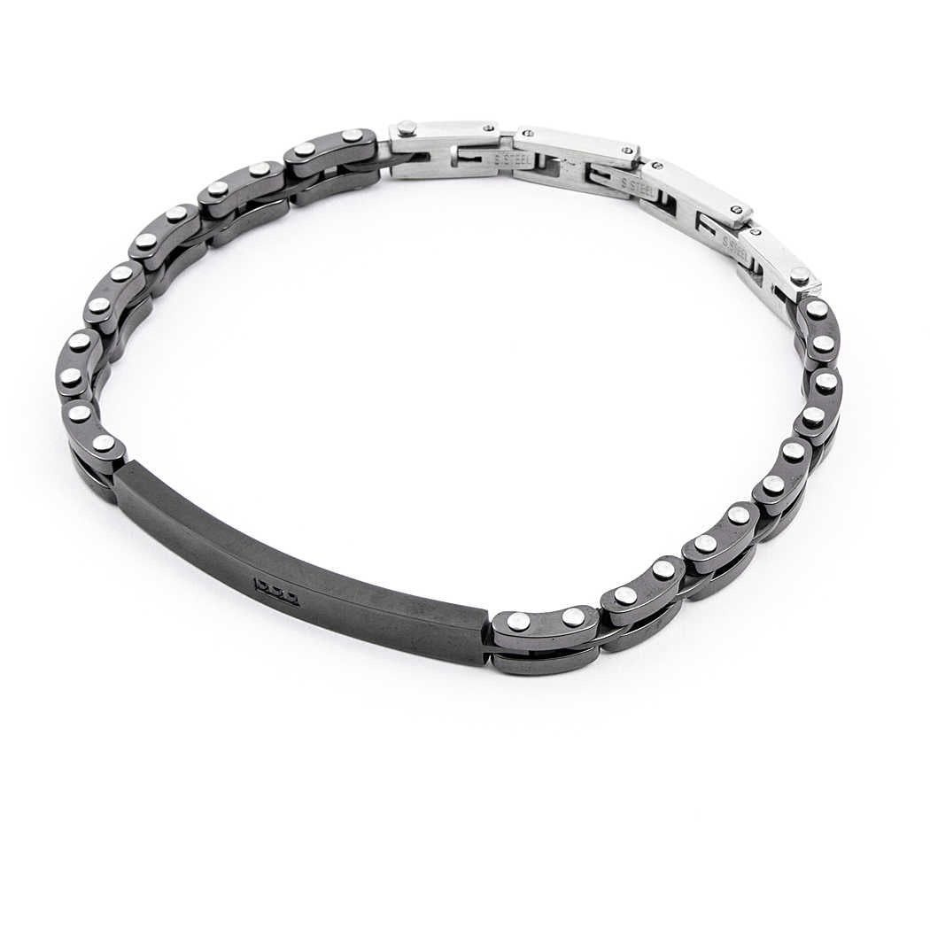 Bracciale Uomo 4US Cesare Paciotti  acciaio con maglie ceramica nera 4UBR4123